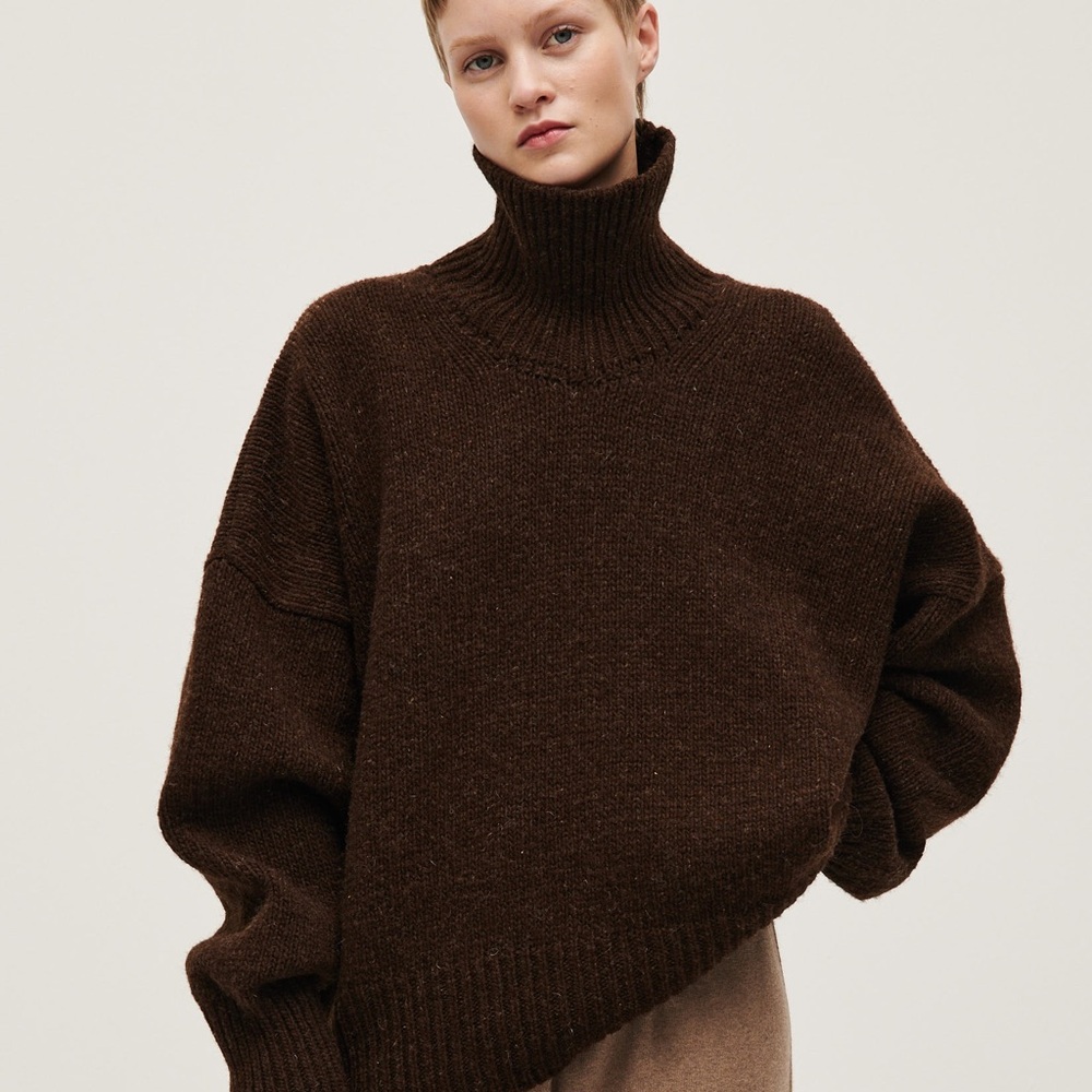 Babaa Jumper No. 17 Earth 100% Wool Sweater Chocolate Brown Oversized Sz M L XL